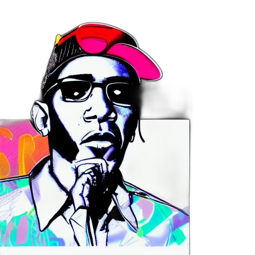hat, cartoon, vaporwave, pixel art transparent PNG cut-out
