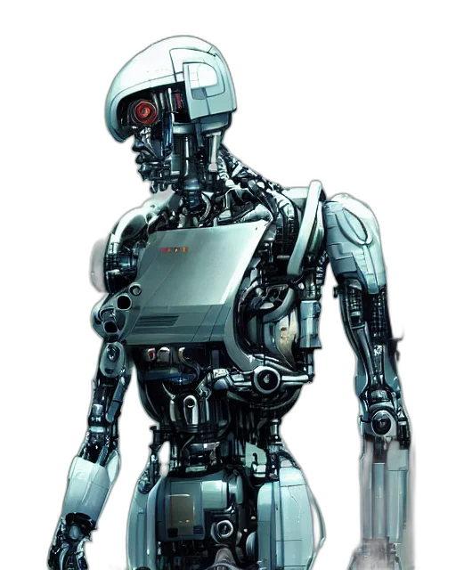 robot, concept art, cyberpunk, 3d render transparent PNG cut-out