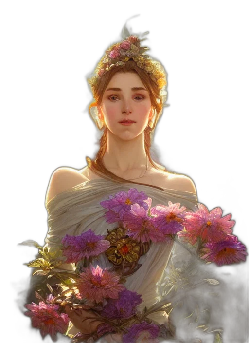 crown, dress, flower, face transparent PNG cut-out