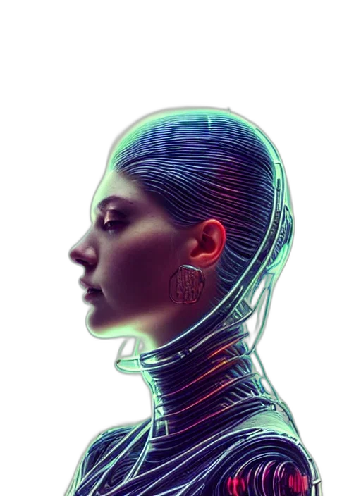 robot, face, mask, hair transparent PNG cut-out