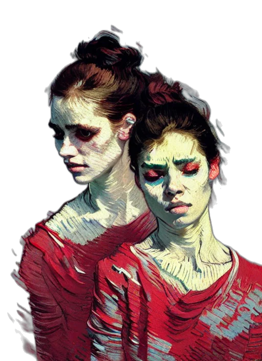 face, concept art, photorealistic, oil painting transparent PNG cut-out