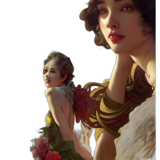 dress, jewelry, photorealistic, oil painting transparent PNG cut-out