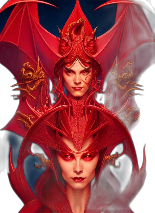 dragon, mask, crown, fantasy art transparent PNG cut-out