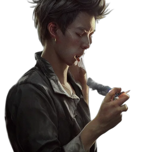 staff, jacket, weapon, face transparent PNG cut-out