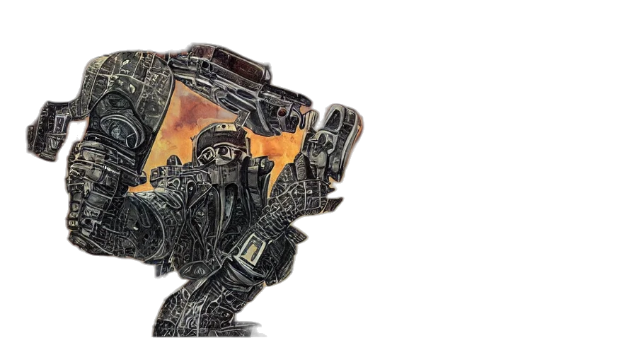 robot, weapon, concept art, pixel art transparent PNG cut-out