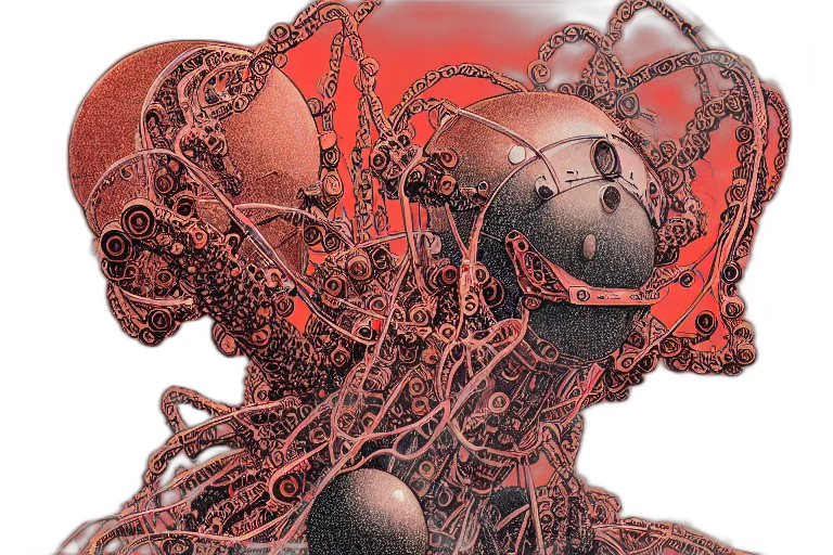 robot, hair, crown, creature transparent PNG cut-out
