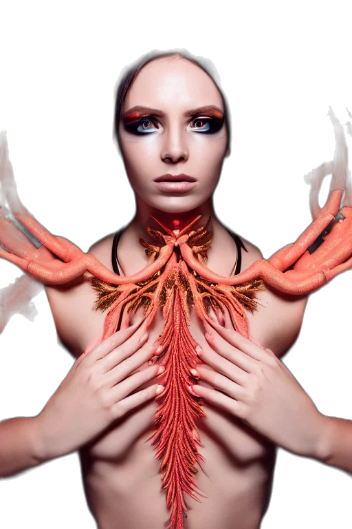 jewelry, hair, creature, red transparent PNG cut-out