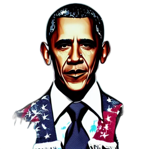 cartoon, photorealistic, comic book art, obama transparent PNG cut-out