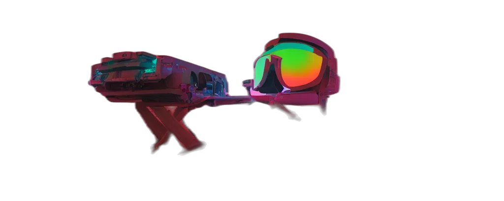 weapon, mask, 3d render, cyberpunk transparent PNG cut-out
