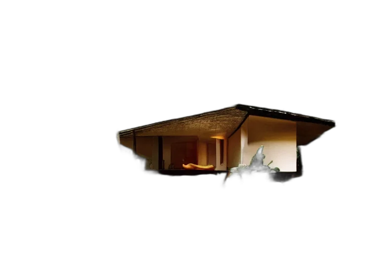 building, furniture, umbrella, 3d render transparent PNG cut-out