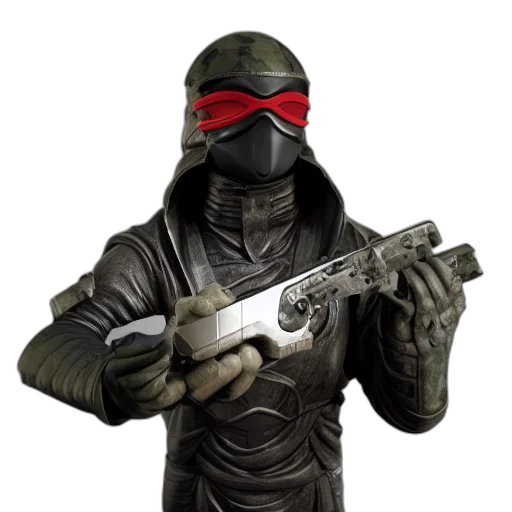 weapon, mask, staff, jacket transparent PNG cut-out