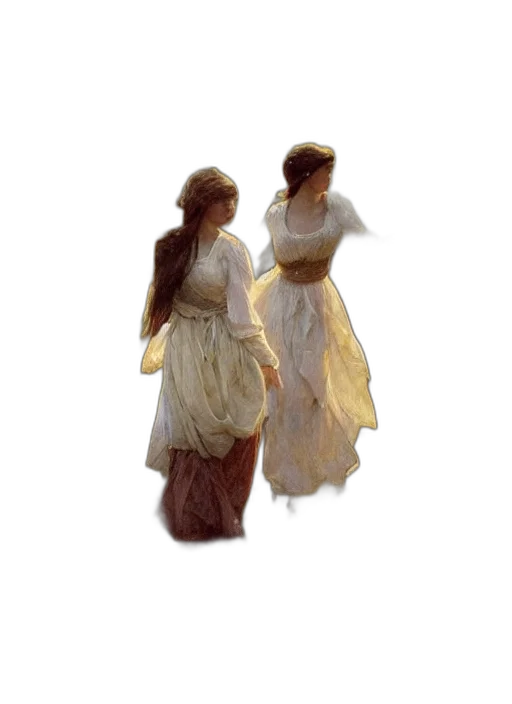 dress, staff, jewelry, oil painting transparent PNG cut-out
