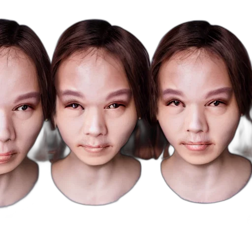 face, mask, hair, photorealistic transparent PNG cut-out