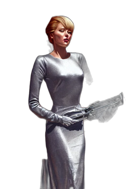 dress, staff, robot, weapon transparent PNG cut-out