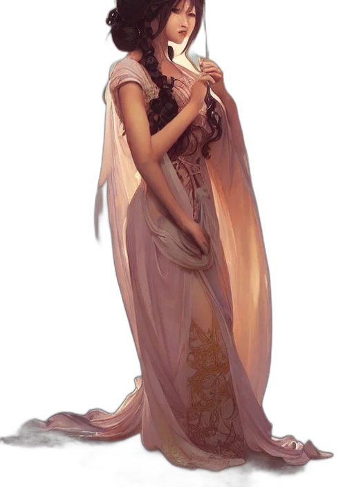 dress, dragon, staff, jewelry transparent PNG cut-out