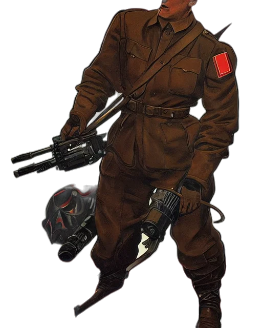 staff, jacket, weapon, robot transparent PNG cut-out