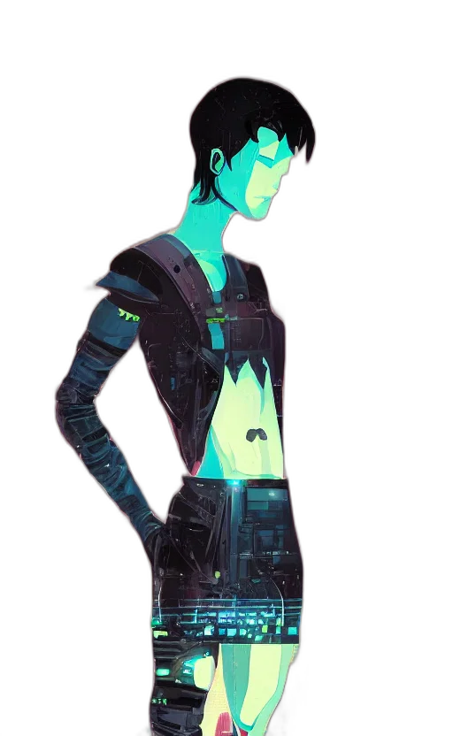 jacket, staff, robot, concept art transparent PNG cut-out