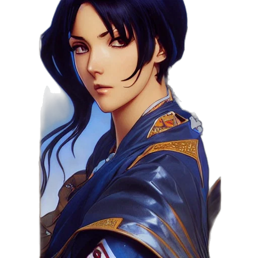 face, jacket, staff, sword transparent PNG cut-out