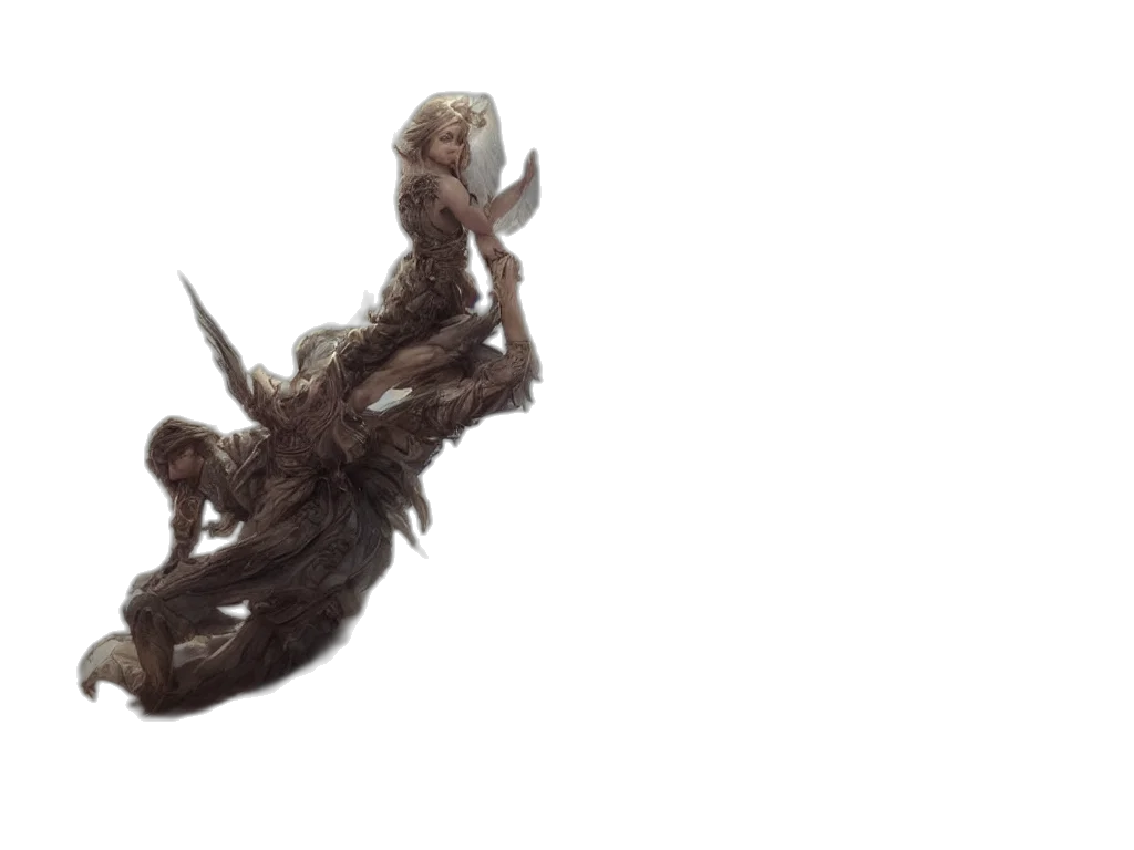 dragon, hair, creature, staff transparent PNG cut-out
