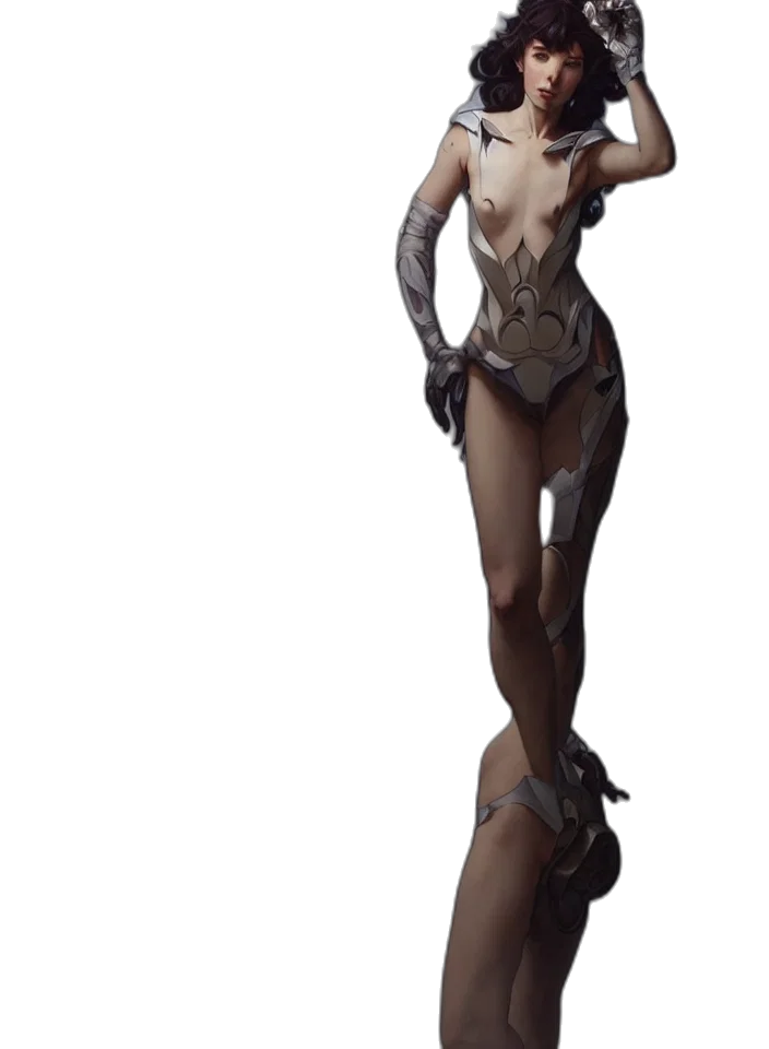 robot, dress, weapon, staff transparent PNG cut-out
