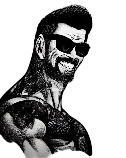 cartoon, comic book art, pencil sketch, cyberpunk transparent PNG cut-out