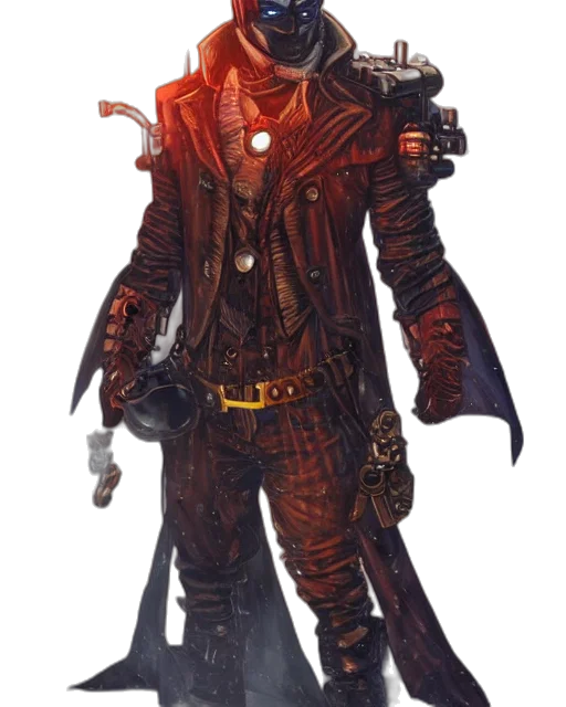 jacket, staff, robot, weapon transparent PNG cut-out