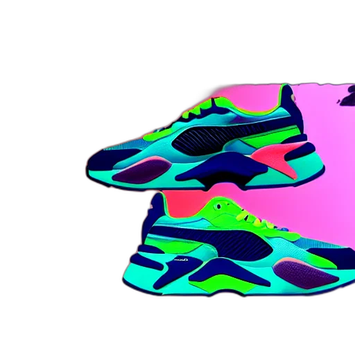 shoes, vaporwave, 3d render, cartoon transparent PNG cut-out