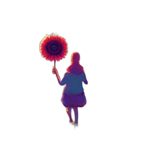 umbrella, flower, dress, staff transparent PNG cut-out