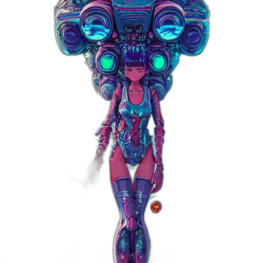 robot, staff, mask, creature transparent PNG cut-out