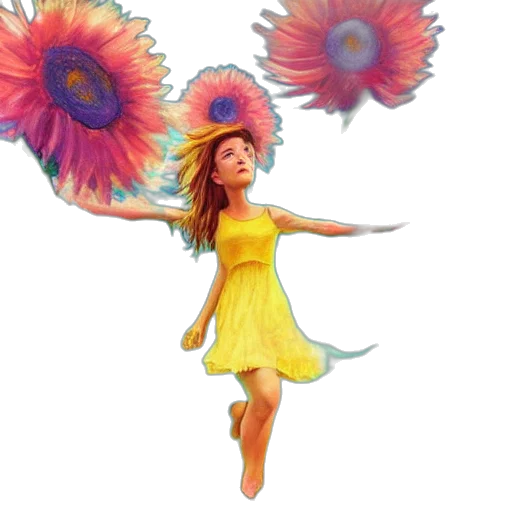 dress, umbrella, flower, staff transparent PNG cut-out