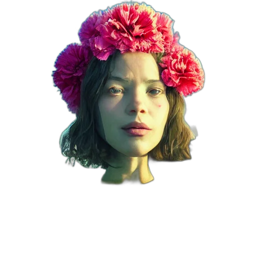 crown, hat, face, flower transparent PNG cut-out