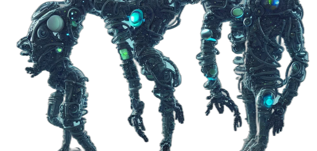 robot, creature, concept art, 3d render transparent PNG cut-out
