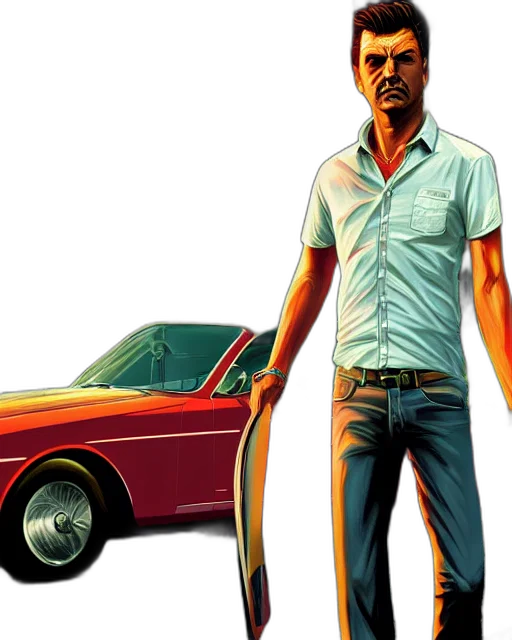 car, concept art, comic book art, photorealistic transparent PNG cut-out