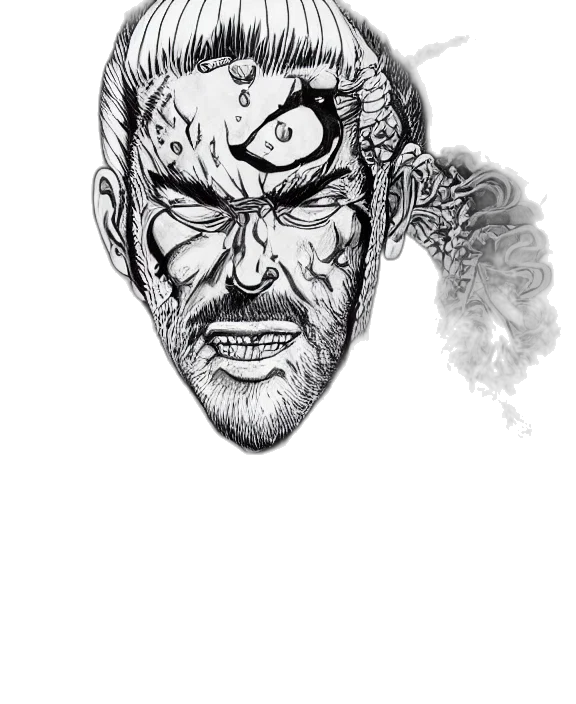 face, mask, creature, comic book art transparent PNG cut-out