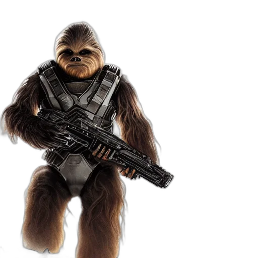 concept art, chewbacca, gears, war transparent PNG cut-out