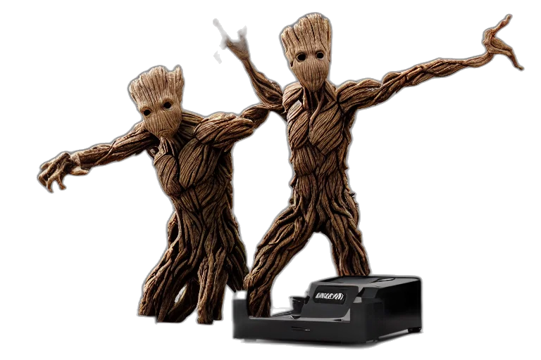 robot, tree, 3d render, concept art transparent PNG cut-out