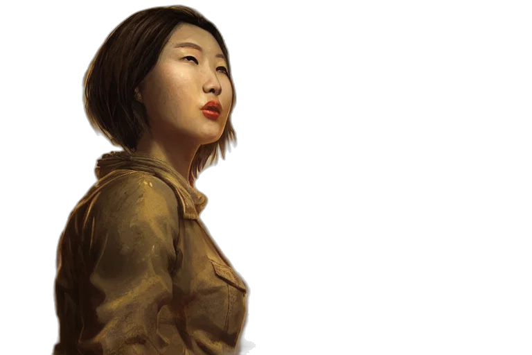 jacket, face, photorealistic, oil painting transparent PNG cut-out
