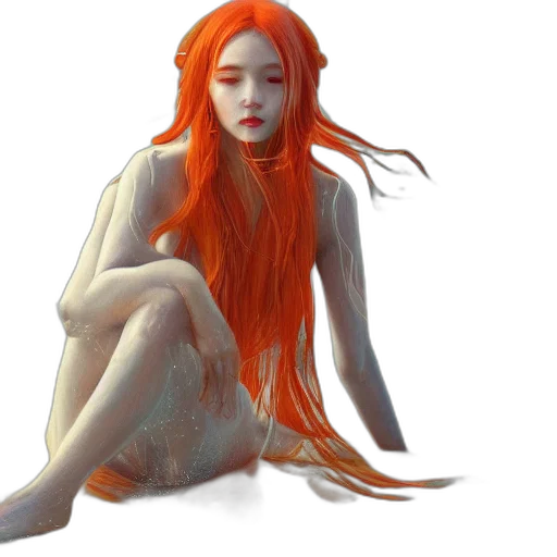 dress, creature, hair, fantasy art transparent PNG cut-out
