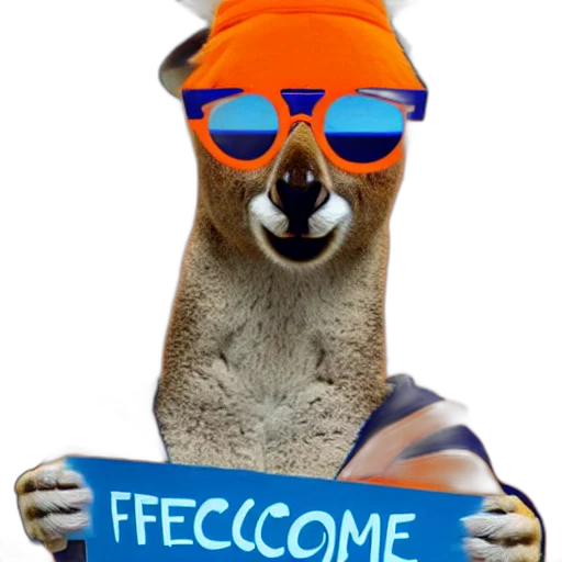 portrait, photo, kangaroo, wearing transparent PNG cut-out