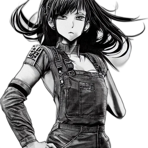 jacket, weapon, robot, hair transparent PNG cut-out