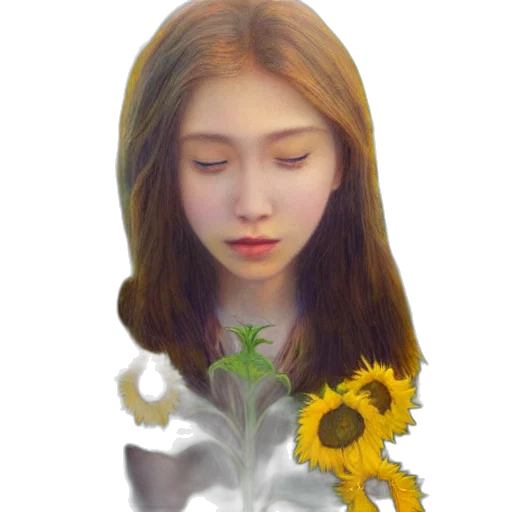flower, face, crown, oil painting transparent PNG cut-out