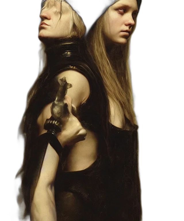 dress, sword, staff, hair transparent PNG cut-out