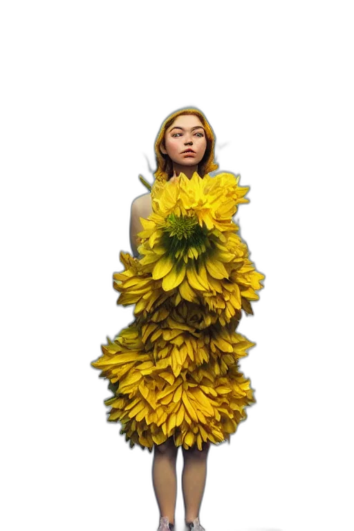 dress, flower, creature, face transparent PNG cut-out