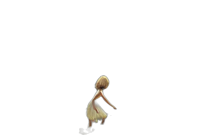dress, hair, creature, staff transparent PNG cut-out