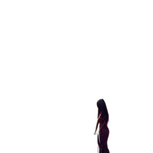dress, creature, hair, staff transparent PNG cut-out