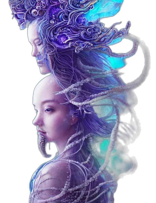 robot, crown, hair, dragon transparent PNG cut-out