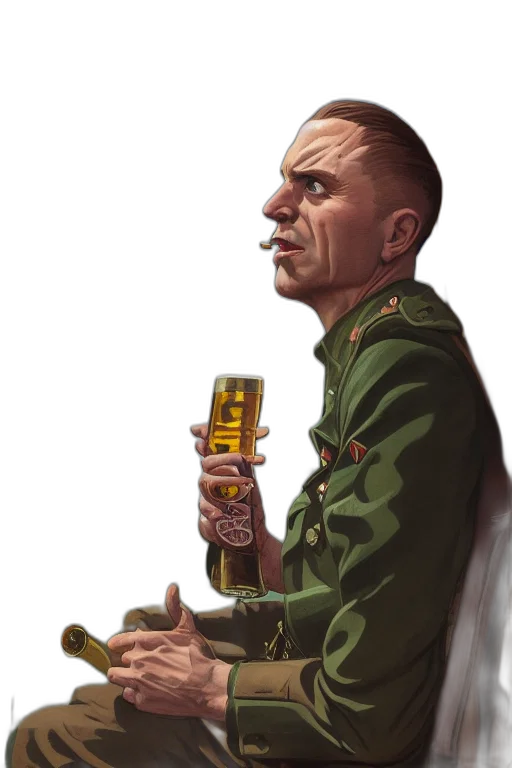 jacket, staff, face, bottle transparent PNG cut-out