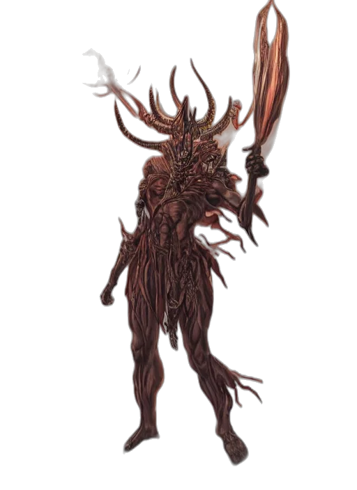 creature, staff, hair, mask transparent PNG cut-out