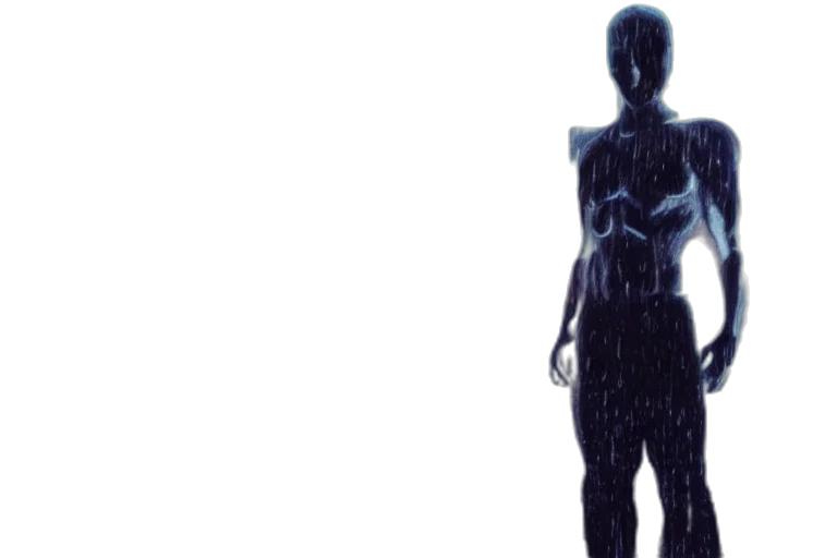 robot, dress, staff, creature transparent PNG cut-out