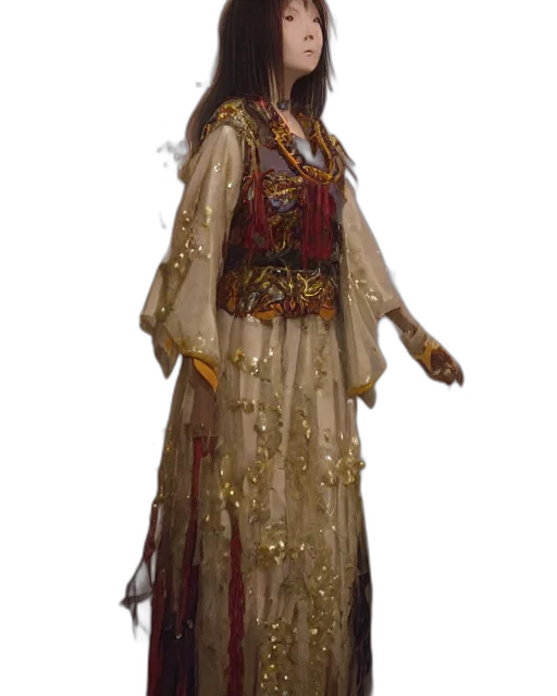dress, staff, jewelry, concept art transparent PNG cut-out